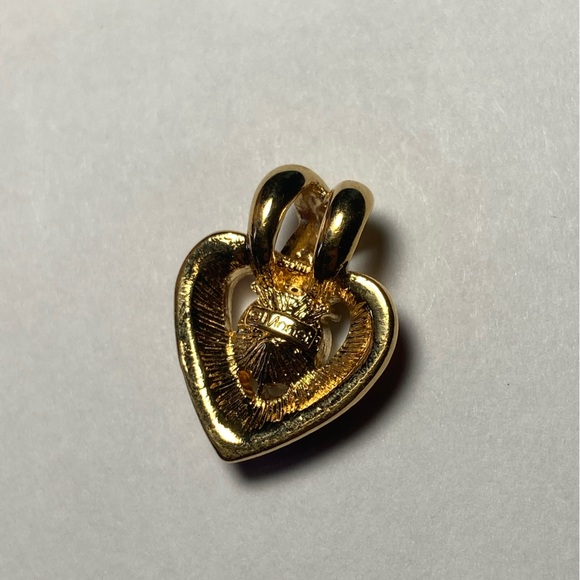 Vintage Monet Red Enamel Heart Rhinestone Pendant - Picture 2 of 3